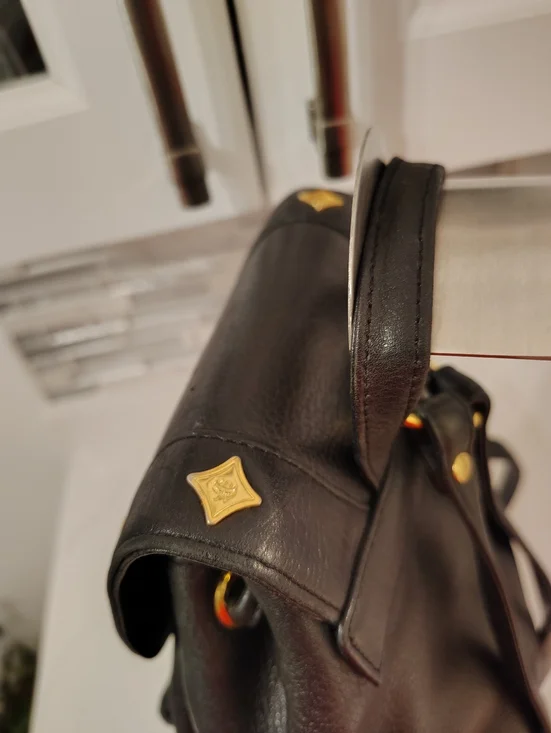 MCM Black Leather Visetos Logo Backpack with Gold Hardware - Picture 6 of 15